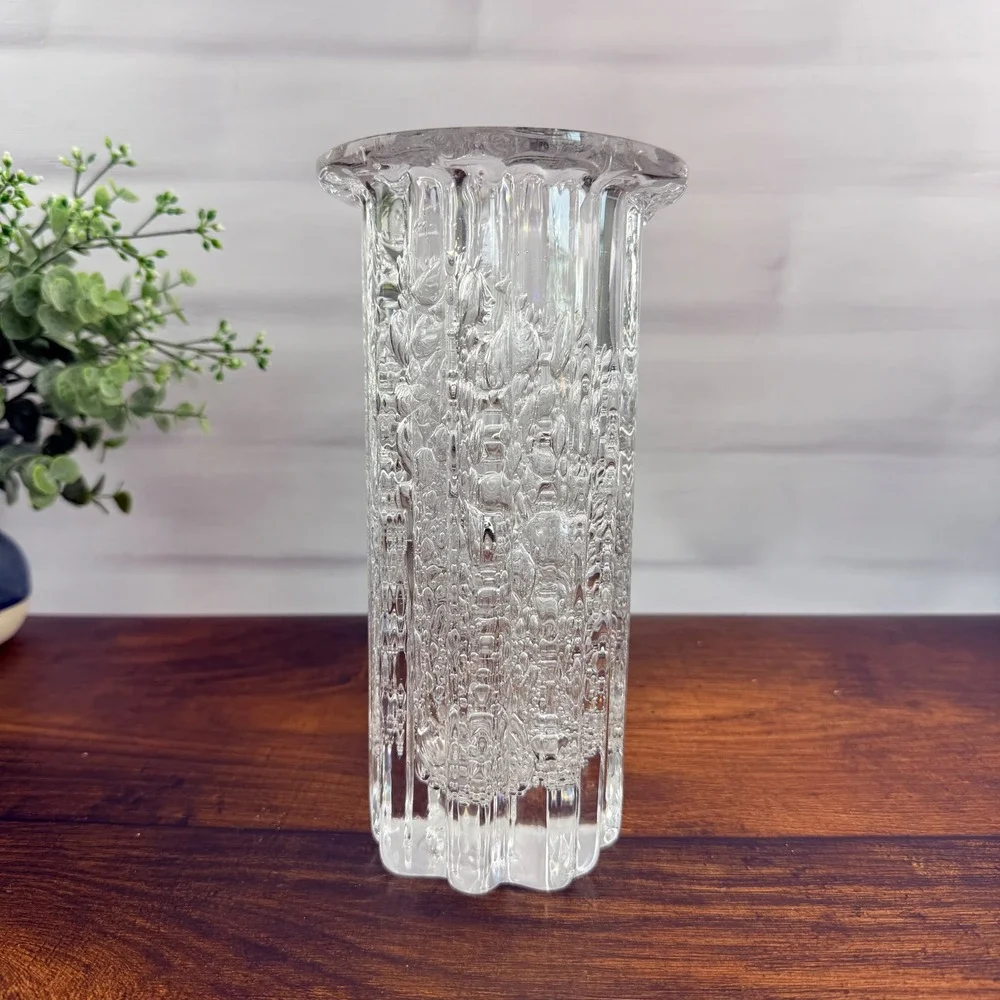 Hadeland Atlantic Vase Willy Johansson Clear Art Glass Norway Signed 8